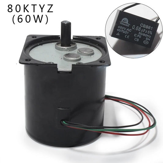 80KTYZ AC 60W Permanent Magnet Synchronous Motor 220V 5rpm -110rpm High Torque 137KG Slow Speed Machine Motor Small Engine