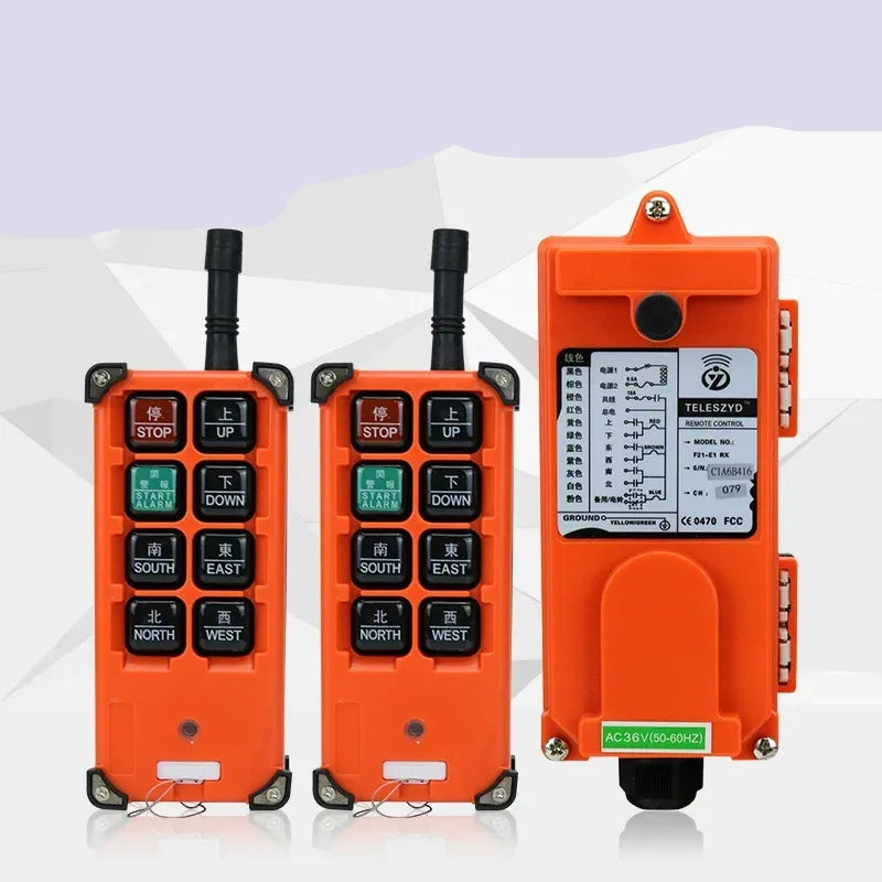 F21-E1B remote control, industrial wireless remote, Telecrane remote, crane remote control,220v Crystal Oscillator type remote control switch,2 Transmitter + 1 Receiver industrial lifting remote, gantry crane remote, truck tail lift remote, construction machinery remote