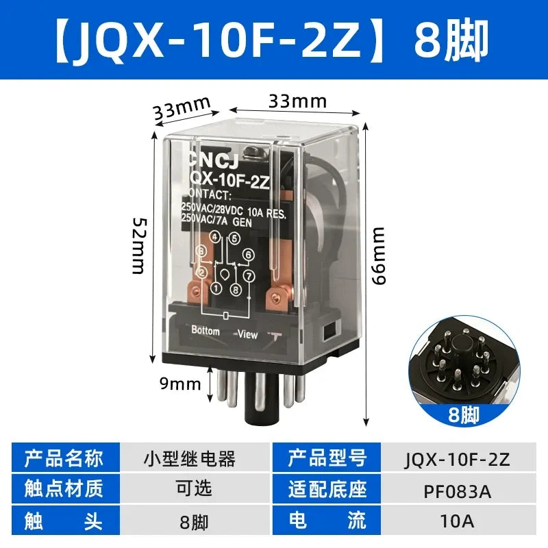 10A Miniature Electromagnetic Intermediate Relay MK2P MK3P JTX-2C JTX-3C JQX-10F-2Z JQX-10F-3Z/ AC220V AC110V DC24V DC12V AC24V AC12V, With/Without Base