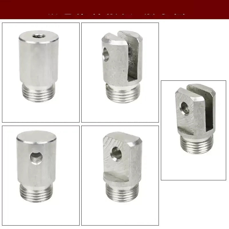 linear actuator end fitting, actuator connector cap, silver actuator end cap, actuator mounting fitting round, actuator end flat, actuator connector u-slot, actuator fitting, actuator threaded end cap