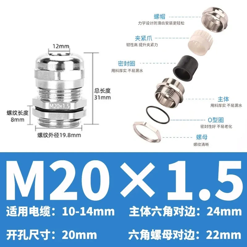 ip68 cable gland,brass cable gland,nickel plated cable gland,M20x1.5 m thread cable gland
