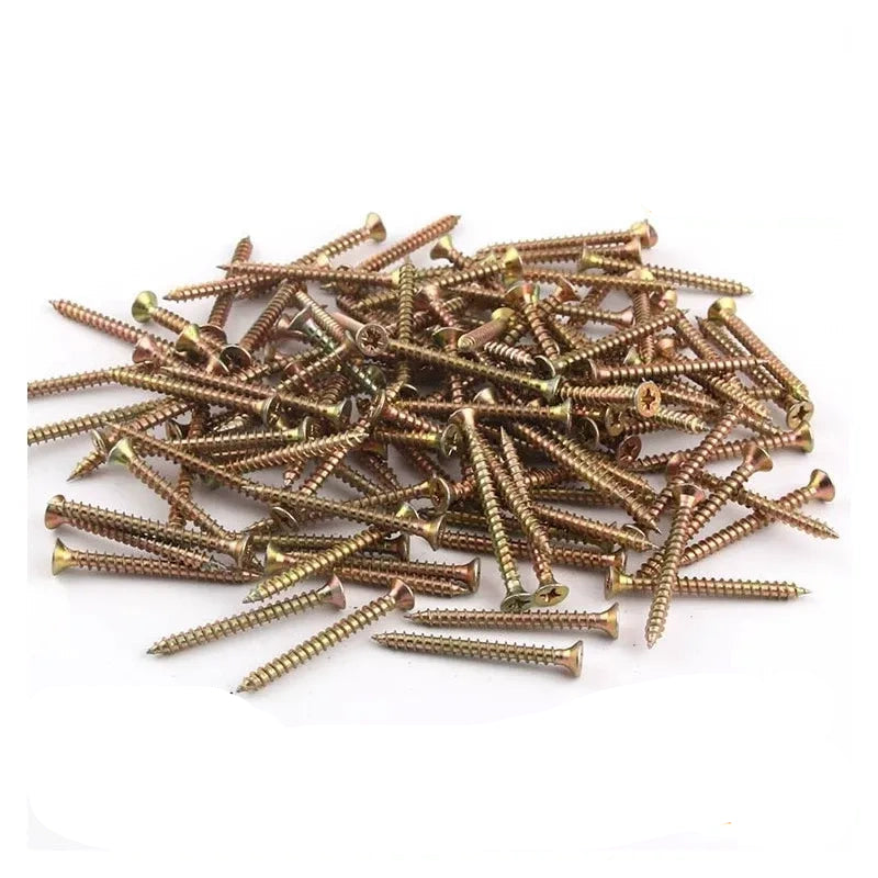 M5x50 hardened self tapping screws, color zinc galvanized screws, flat head wood fasteners, wallboard screws, cabinet assembly screws, thin metal tapping screws, plaster board screws, fiber board fasteners, woodworking screws, interior decoration screws