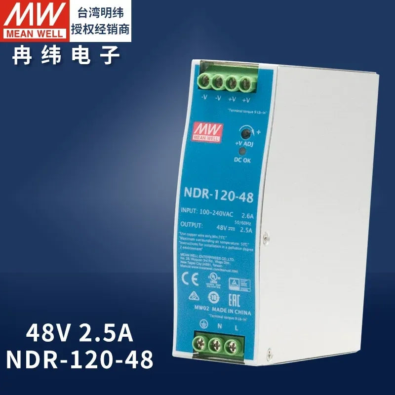 Mean Well original power supply, slim DIN rail power supply, PLC power supply ndr-120-48