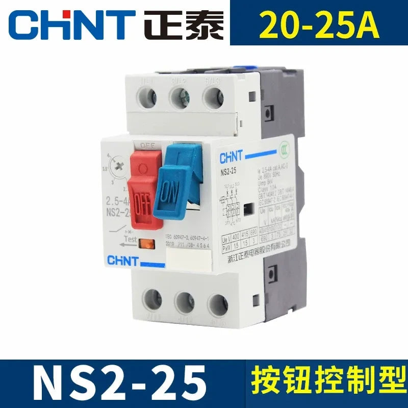 mpcb ns2-25 three phase motor starter,20~25a din rail overload phase failure protection switch