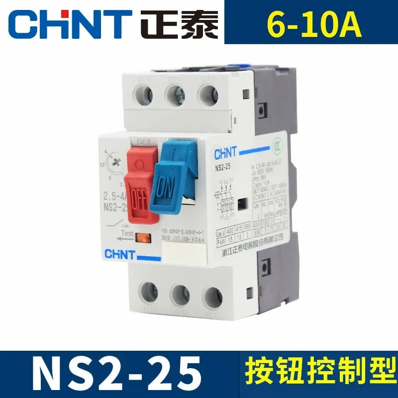 mpcb ns2-25 three phase motor starter,6~10a din rail overload phase failure protection switch