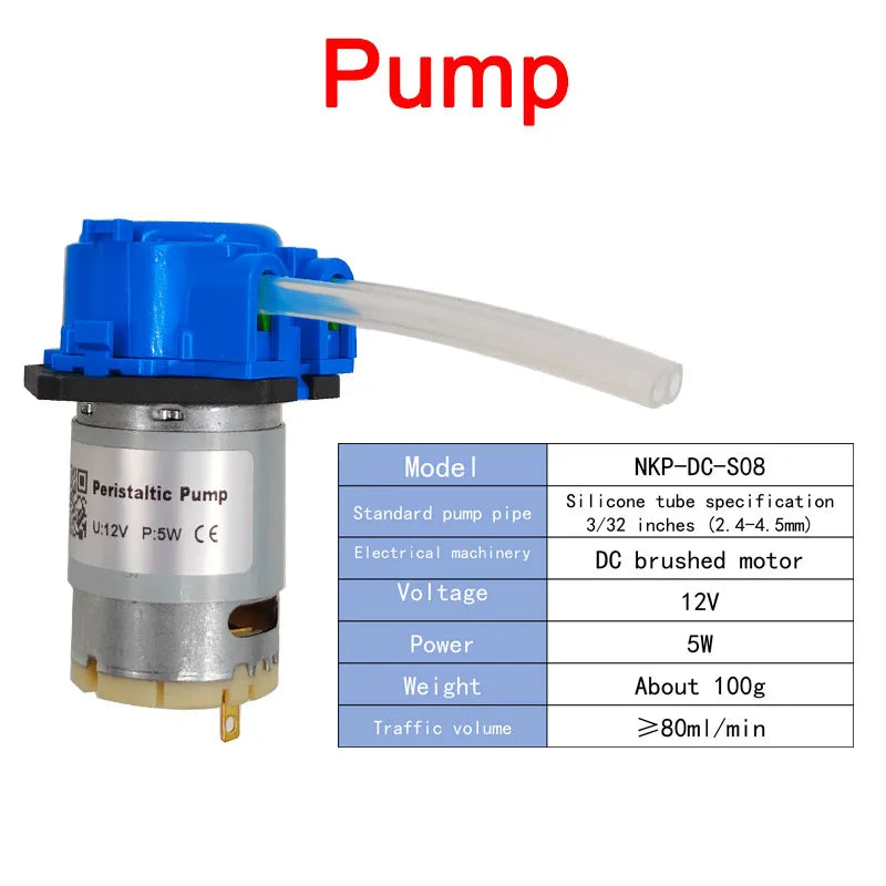 12V NKP Small Self-priming Mini Circulation Micro Pumping Peristaltic Pump 5W Silicone Tube