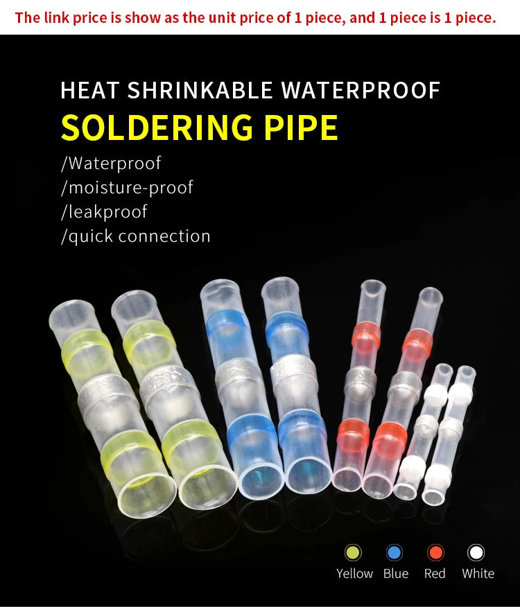 Solder Seal Wire Connectors 3:1 Heat Shrink Insulated Electrical Wires Terminals Butt Splice Waterproof 10/20/30//50/100pcs