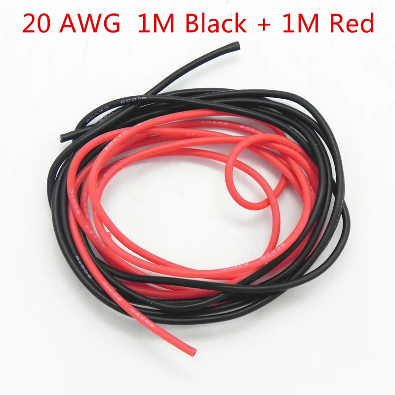 500 Set/Lot 20/22AWG 1M Black+1M Red High Temperature Silicone Wire/ Silica Gel Wire/ Silicone Tinned Copper Cable,20awg silicone wire,22awg silicone wire