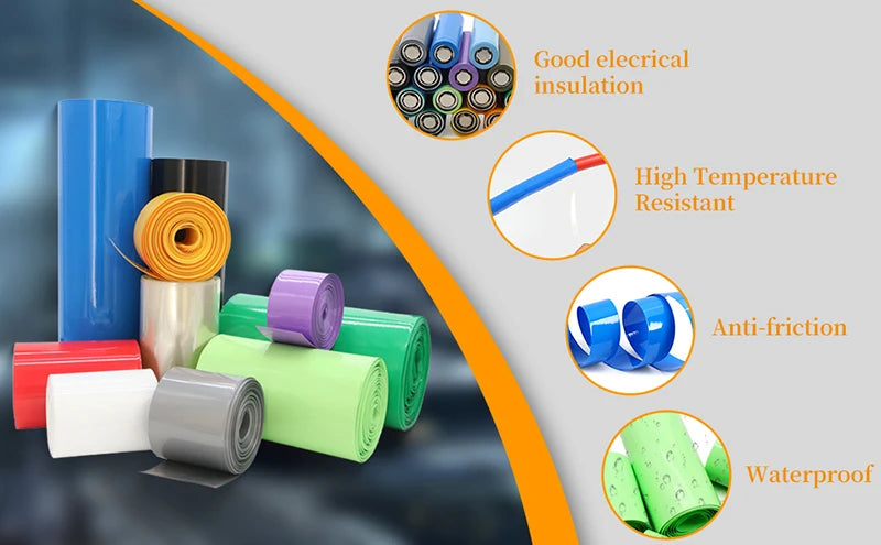 12Colors! 1m 18650 Lipo Battery PVC Heat Shrink Tube Pack 7mm ~ 103mm Insulated Film Wrap Case Wire Protection Cable Sleeve