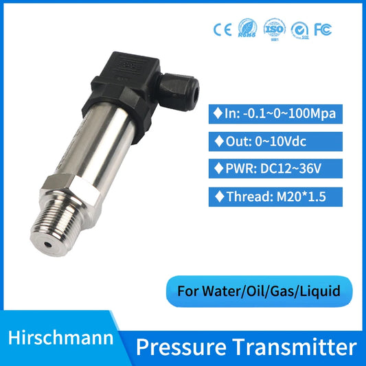 Diffused Silicon Vacuum Absolute 0-10v Water Liquid Feul Oil Pressure Transmitter Sensor Gas Pipe Pneumatic Pressure Transmitter