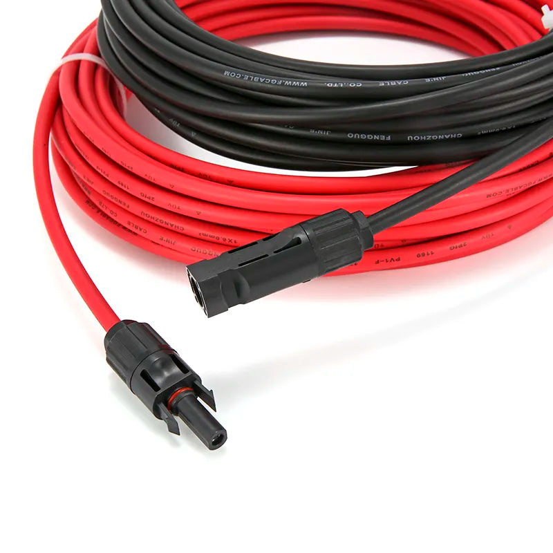 Free Shipping Solar Extension PV Cable Panel Stecker wire Black+Red 2.5/4/6mm² with Male and Female Connector Cable 10/12/14 AWG