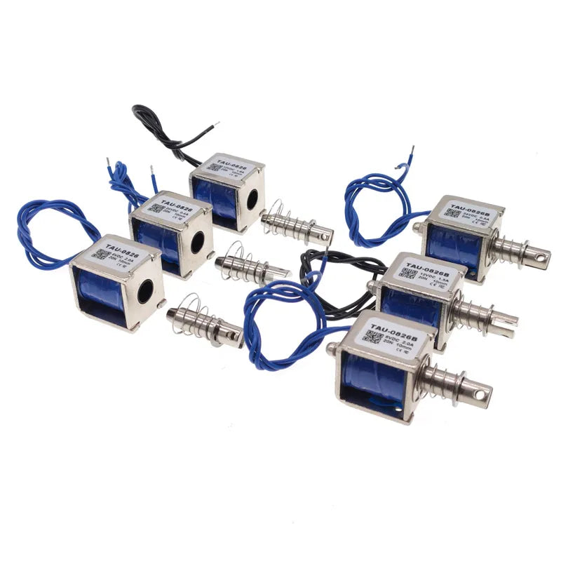 TAU-0826B solenoid, 0826 electromagnet, 20N push pull solenoid, 10mm stroke solenoid, dc6v linear solenoid, dc12v solenoid actuator, dc24v electromagnet, spring reset solenoid, cabinet electric lock solenoid, automation electromagnet
