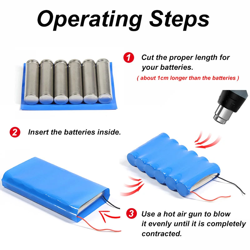12Colors! 1m 18650 Lipo Battery PVC Heat Shrink Tube Pack 7mm ~ 103mm Insulated Film Wrap Case Wire Protection Cable Sleeve