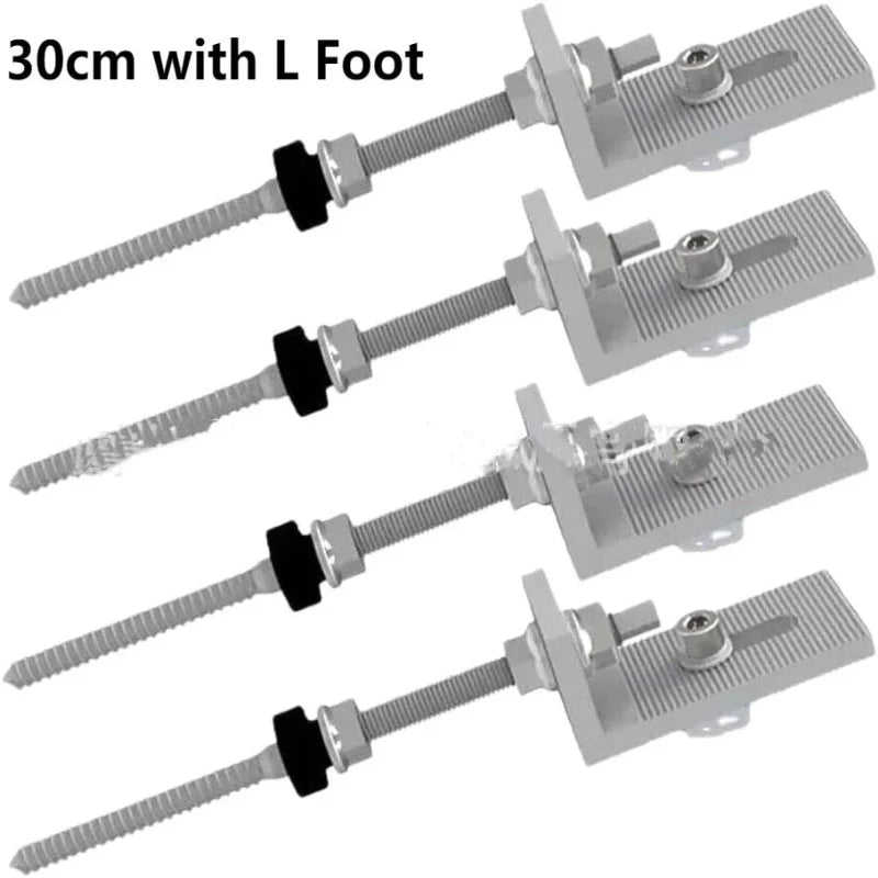 4Pcs Stainless Steel Solar Hanger Bolts with L Foot Mounting Solar Panel Height Adjustable for Photovoltaic Solar Hanger Bolts