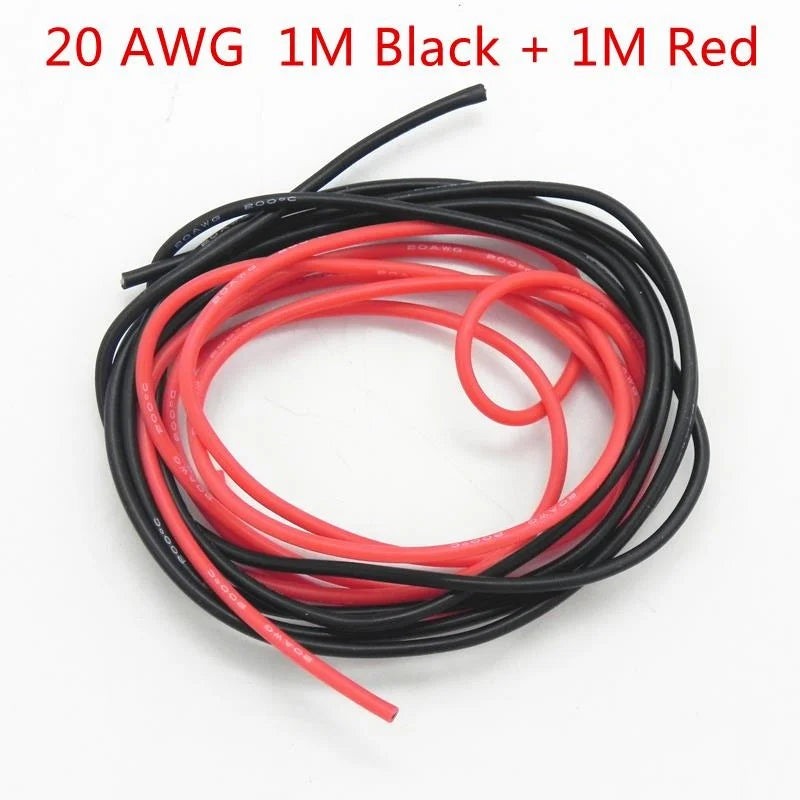 20 sets/lot 14/20/22AWG 1M Black+1M Red Silicone Wire/ Silica Gel Wire/ Silicone Tinned copper Cable High temperature resistance