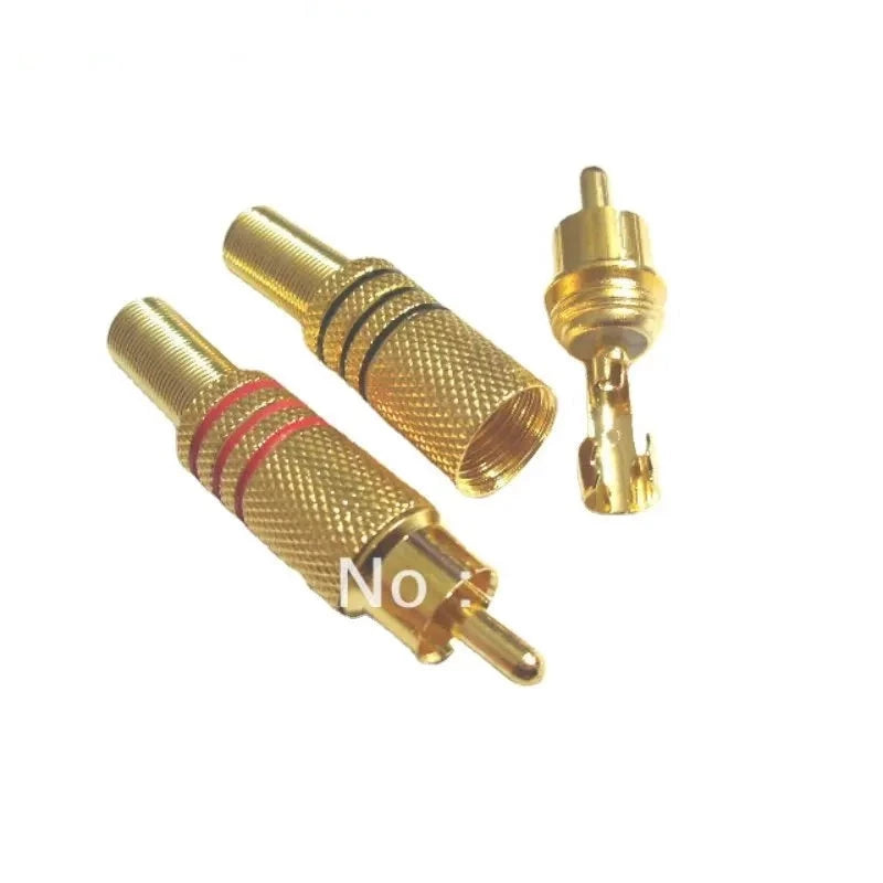 200 Pcs Gold Plated RCA Plug Audio Male Connector W Metal Spring 100pcs Black + 100pcs Red