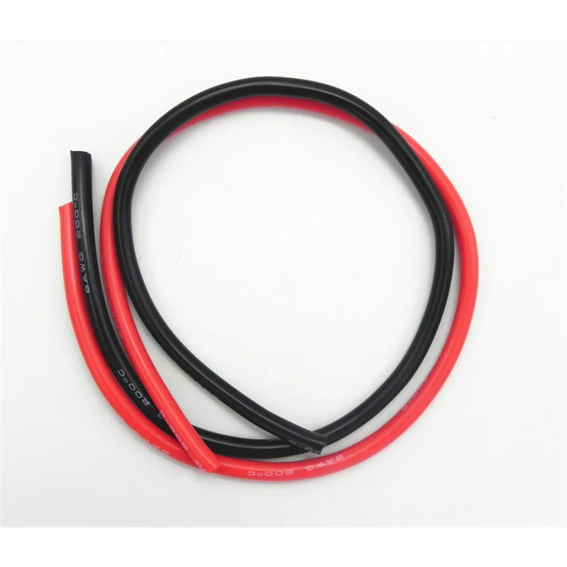 100 Set /Lot 8AWG 1M Silicone Wire Cable 0.5M Black + 0.5M Red Conductor Construction High Temperature Tinned Copper Cable