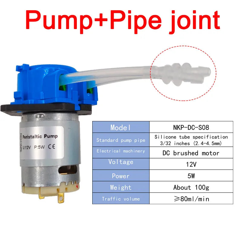 12V NKP Small Self-priming Mini Circulation Micro Pumping Peristaltic Pump 5W Silicone Tube
