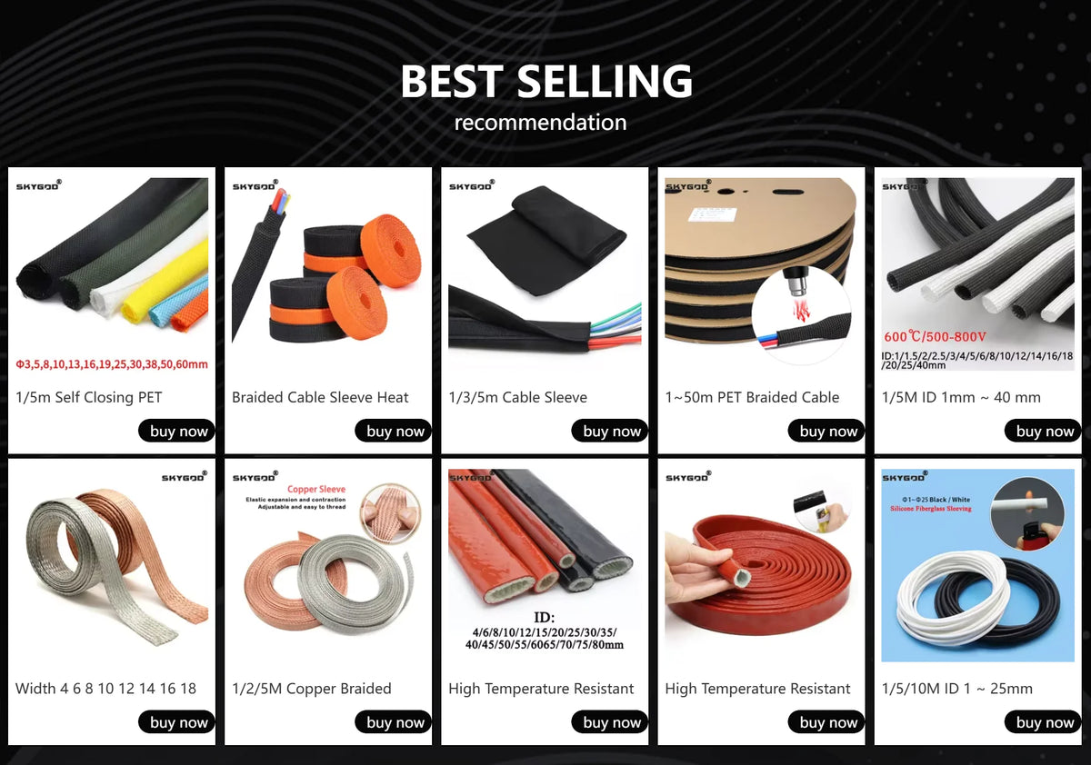 1/5M ID 1mm ~ 40 mm Braided Fiberglass Sleeve 600 Deg.C High Temperature Chemical Glass Fiber Tube Fiberglass Sleeving