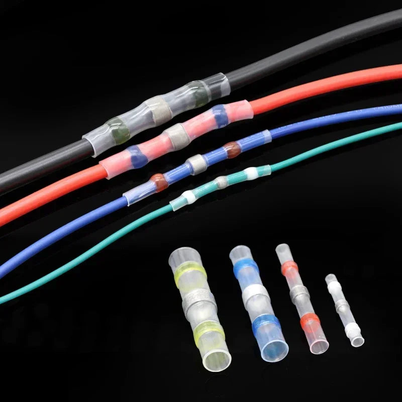 Solder Seal Wire Connectors 3:1 Heat Shrink Insulated Electrical Wires Terminals Butt Splice Waterproof 10/20/30//50/100pcs