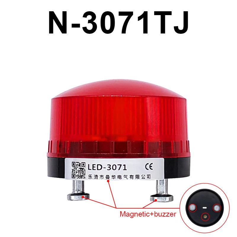 Strobe Signal Warning light with alarm sound buzzer N-3071 12V 24V 220V LED Lamp small Flashing Light Indicator lights LTE-5061