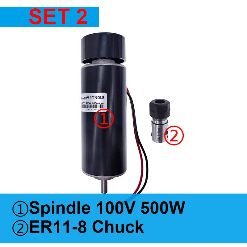 500W 100V DC Spindle Set 0~110VDC Adjustable Speed Governor Power Supply Both 110VAC & 220VAC for Engraving Machine