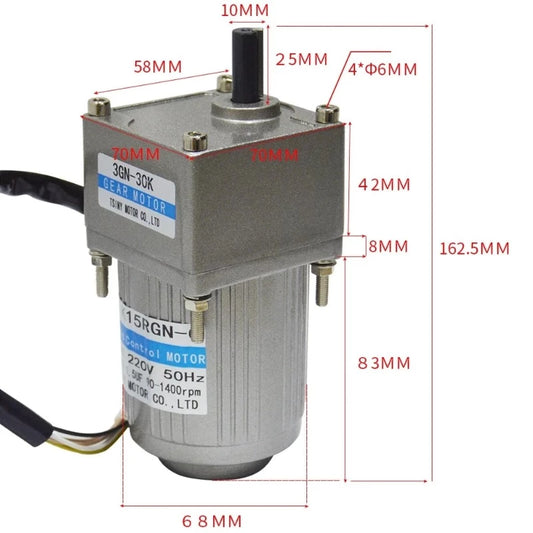 110V 220V AC Geared Motor 15W With AC Speed Controller 7.5rpm-675rpm Single Phase Motor Reversed Forward Metal Gear Electric