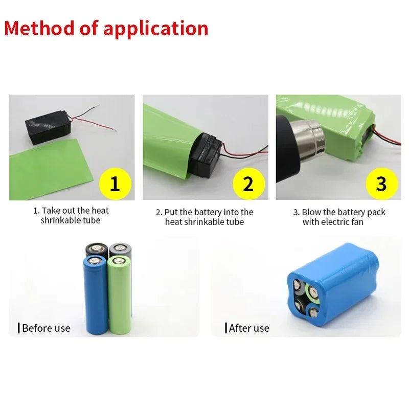 18650 Lithium Battery Heat Shrink Tube 85mm ~ 350mm Li-ion Wrap Cover Skin PVC Shrinkable Tubing Film Sleeves Insulation Sheath