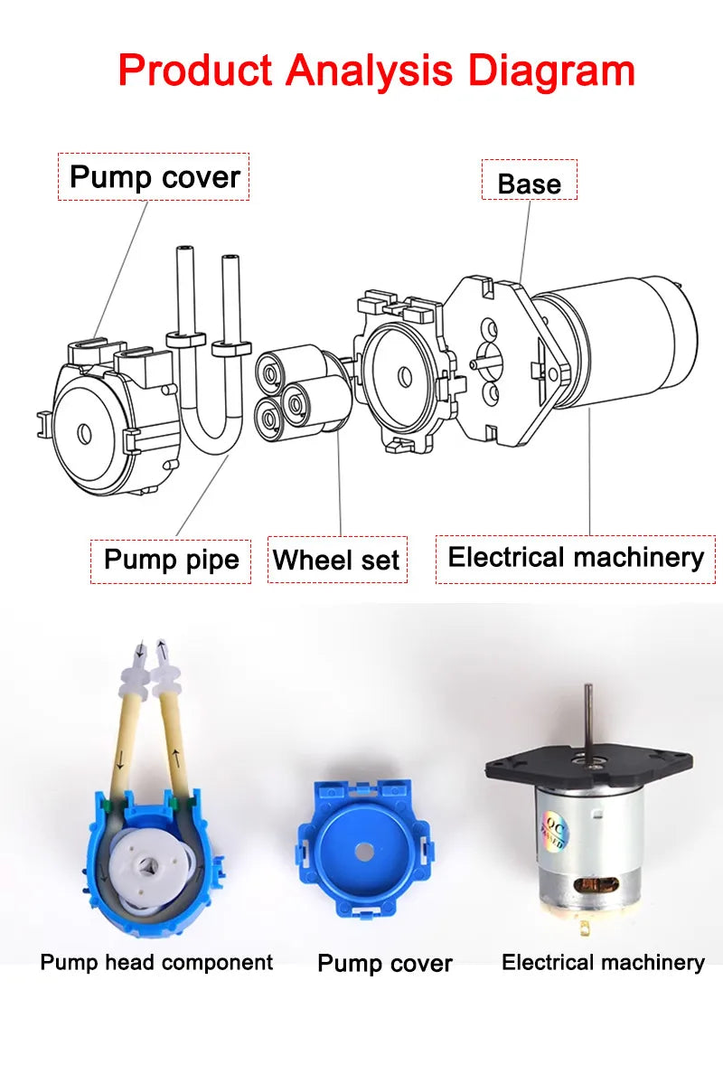12V NKP Small Self-priming Mini Circulation Micro Pumping Peristaltic Pump 5W Silicone Tube