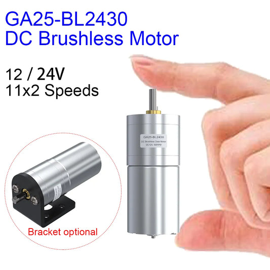 GA25-BL2430 DC Brushless 12V 24V High Torque Low Speed Micro BLDC Motor with Gearbox 12 15 25 35 50 77 130 170 280 600 1300RPM