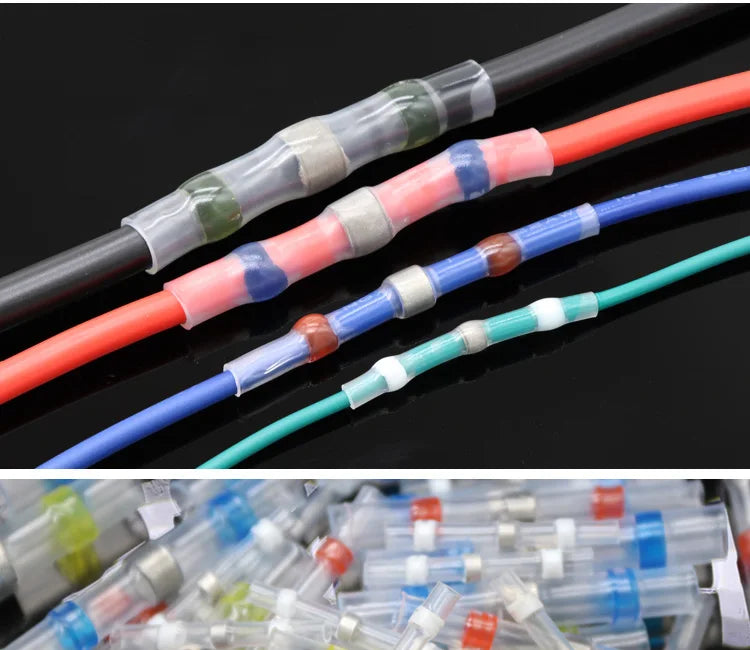Solder Seal Wire Connectors 3:1 Heat Shrink Insulated Electrical Wires Terminals Butt Splice Waterproof 10/20/30//50/100pcs