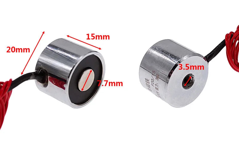 Electromagnet P20/15 Cylinder Electric Magnet DC 5V 6V 12V 24V Suction 3KG 30N Strong Electromagnet Solenoid