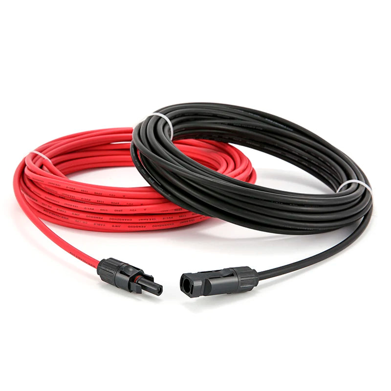Free Shipping Solar Extension PV Cable Panel Stecker wire Black+Red 2.5/4/6mm² with Male and Female Connector Cable 10/12/14 AWG