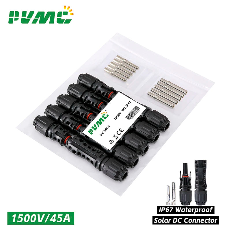Free Shipping DC Solar Connector 1000V30A Solar Panel  Stecker Connectors Kit for PV/MC Cable 2.5/4/6mm2 1500V/45A
