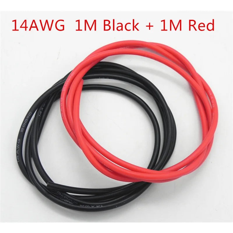 20 sets/lot 14/20/22AWG 1M Black+1M Red Silicone Wire/ Silica Gel Wire/ Silicone Tinned copper Cable High temperature resistance