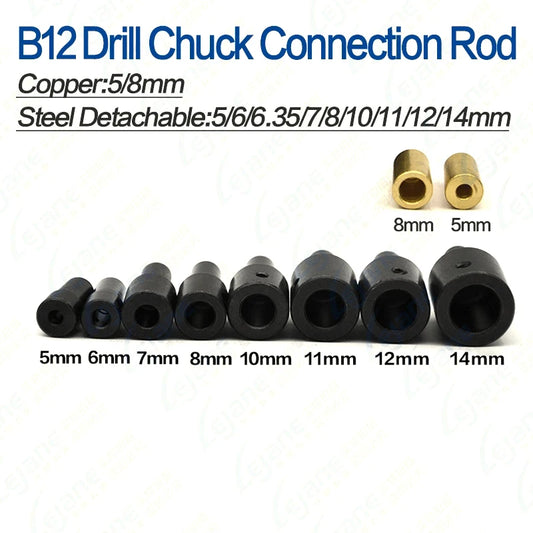 B12 Drill Chuck Adptor Connecting Rod Coupling 5mm/6mm/6.35mm/7mm/8mm/10mm/11mm/12mm/14mm Sleeve Motor Shaft ElectricDrill