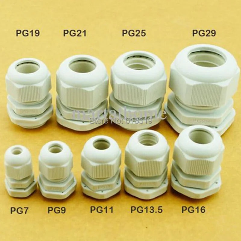 50pcs/lot PG13.5 Cable Gland IP68 Waterproof Connector Diameter 3-6.5mm Nylon Plastic Wire Glands