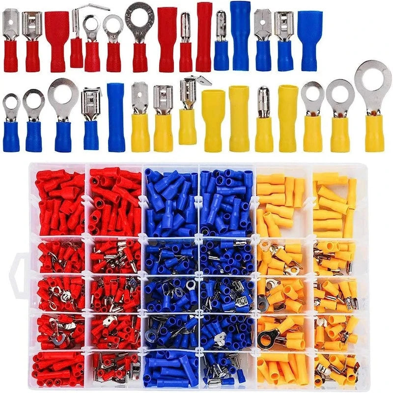 48430277558465,WOZOBUY Insulated Cable Connector Electrical Wire Crimp Spade Butt Ring Fork Set Ring Lugs Rolled Terminals Assorted Kit