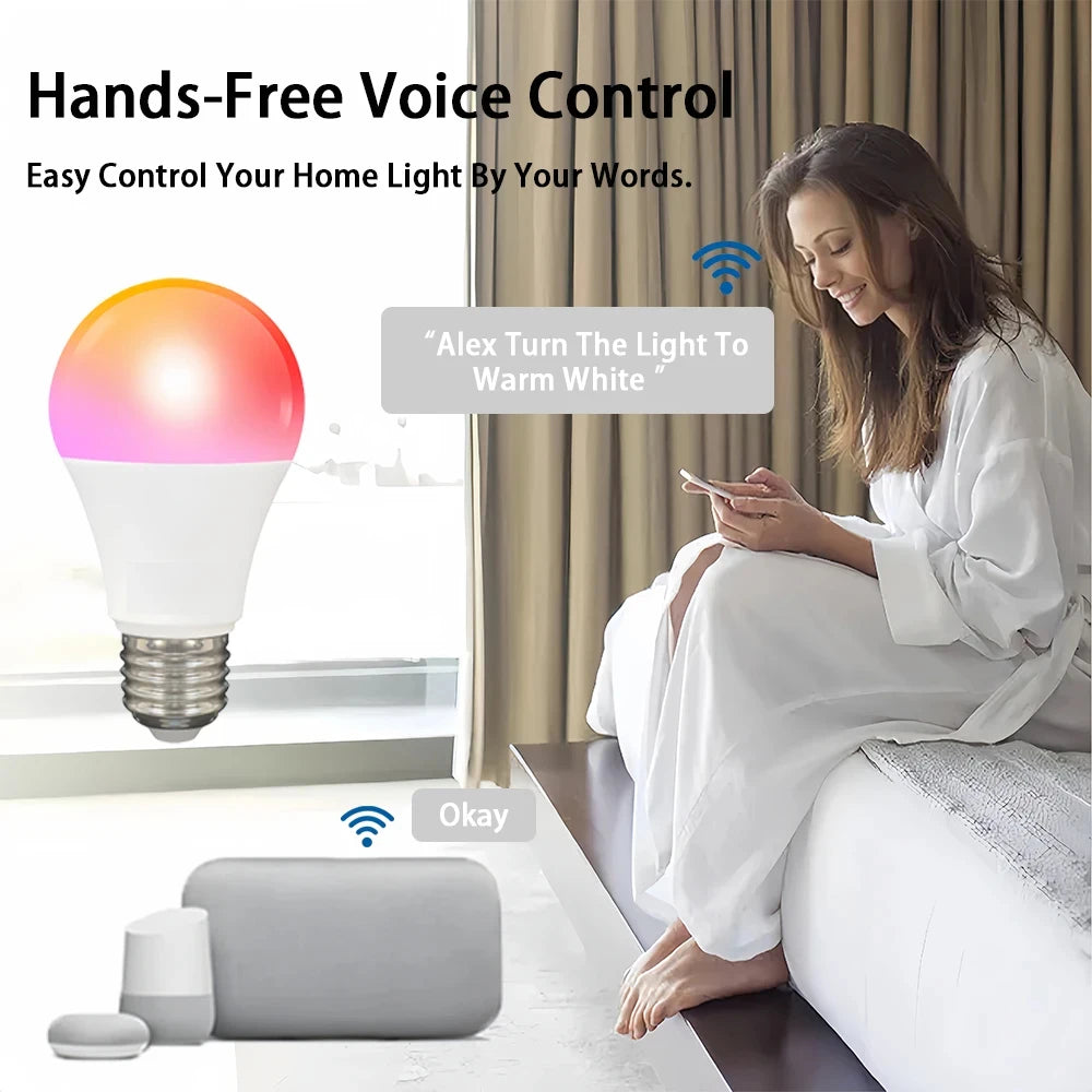 Dimmable 18W 15W Smart Led Light Bulb RGB CCT E27 Tuya WiFi Smart Home Led Lamp Compatible With Alexa Amazon Google Assistant
