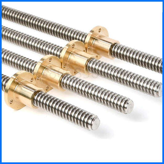 304 Stainless Steel T10 Screw Length 100mm-500mm Lead 2/4/8/10/12/14mm Trapezoidal Spindle Screw And Nut For Stepper Motor 3D