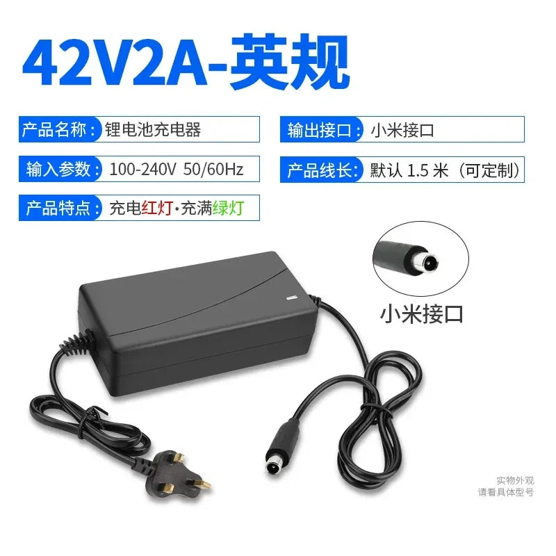 xiaomi connector charger, aviation plug charger, DC5.5mm charger, US plug hoverboard charger, uk plug balance scooter charger, overcharge protection charger, LED indicator scooter charger