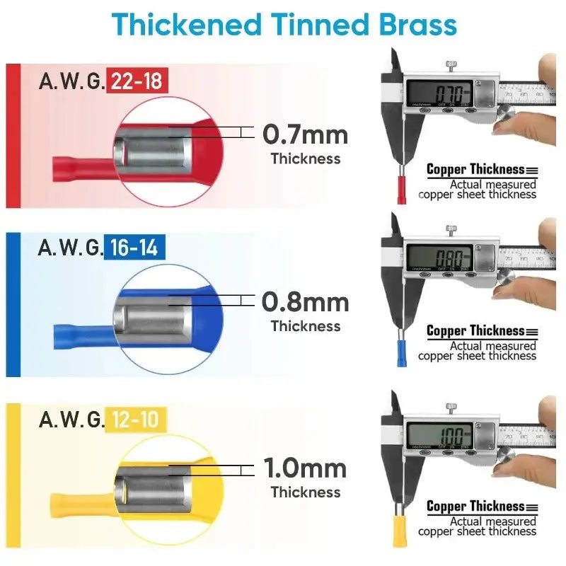 WOZOBUY  Insulated Cable Connector Electrical Wire Crimp Spade Butt Ring Fork Set Ring Lugs Rolled Terminals Assorted Kit - electrical center b2c
