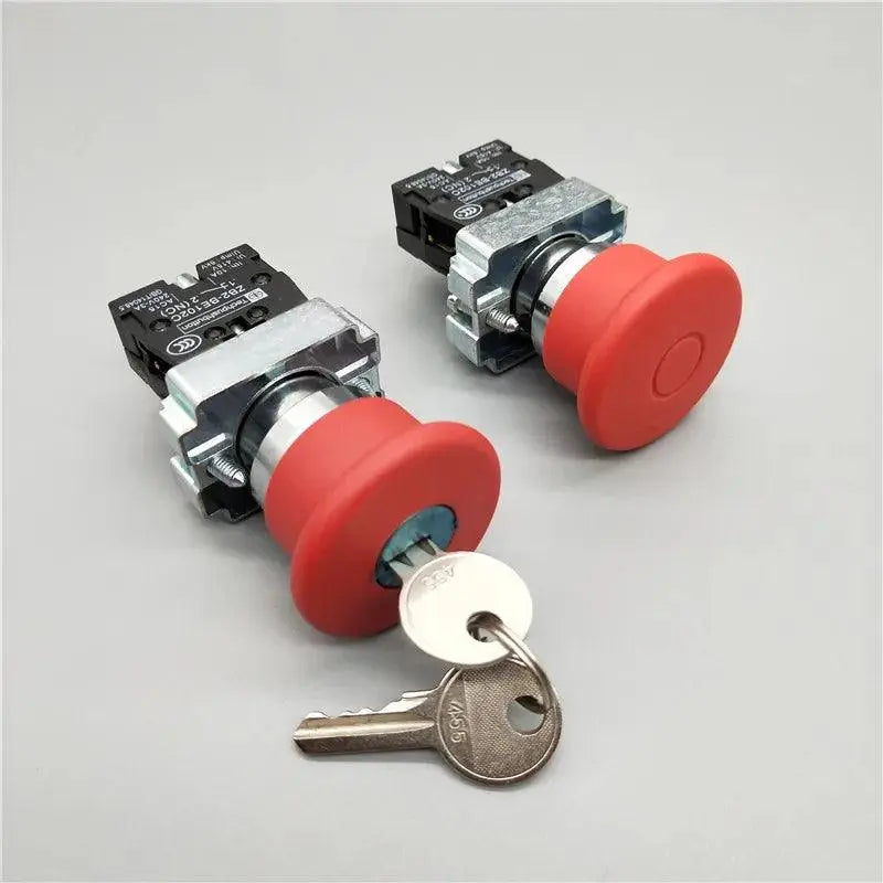 XB2-BS142 XB2-BS442 XB2-BS542 1NC Key Emergency Stop Rotary Push Button Switch 2 Position Locking 22mm Mushroom Head Button - electrical center b2c