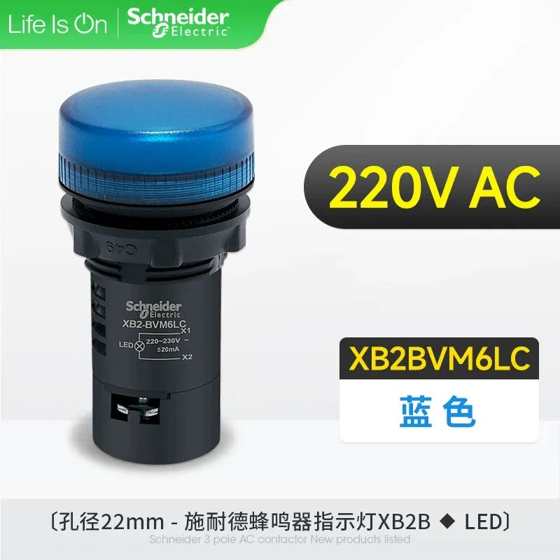Schneider Indicator Light ,XB2BVM6LC BLUE LED Indicator ,AC 220V 22mm Panel Mount Light, Industrial Signal Lamp 