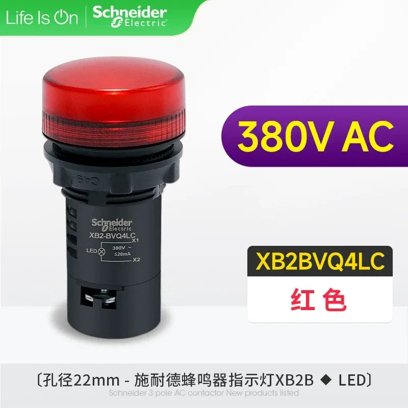 Schneider Indicator Light ,XB2BVQ4LC RED LED Indicator ,AC 380V 22mm Panel Mount Light, Industrial Signal Lamp 
