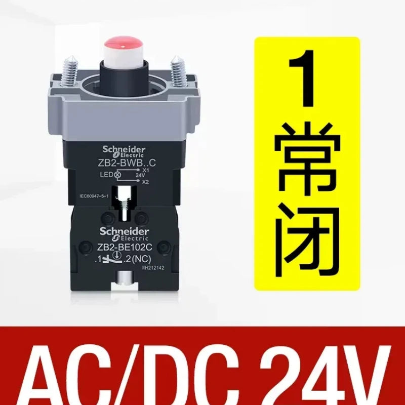 ZB2BW push button,ZB2BWB42C – red led 1NC illuminated push button,LED pushbutton switch,ac/dc24v lighted push button
