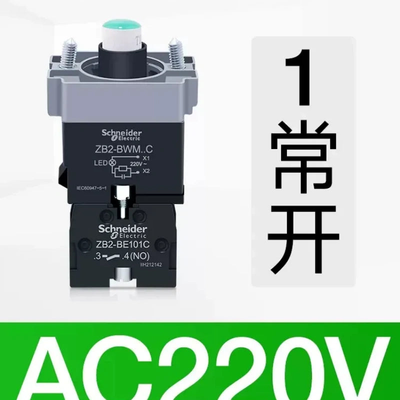 ZB2BW push button,ZB2BWM31C – GREEN led 1NO illuminated push button,LED pushbutton switch,ac220v lighted push button