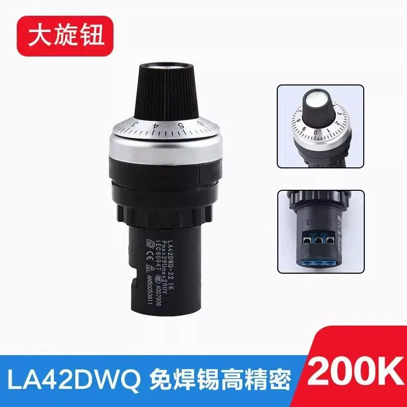 LA42DWQ-22,22mm potentiometer,inverter speed potentiometer,rotary potentiometer,200k potentiometer,22mm rotary pot,analog speed adjustment potentiometer