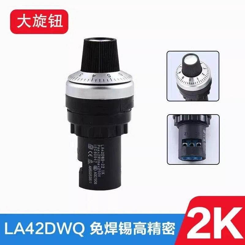 LA42DWQ-22,22mm potentiometer,inverter speed potentiometer,rotary potentiometer,2k potentiometer,22mm rotary pot,analog speed adjustment potentiometer