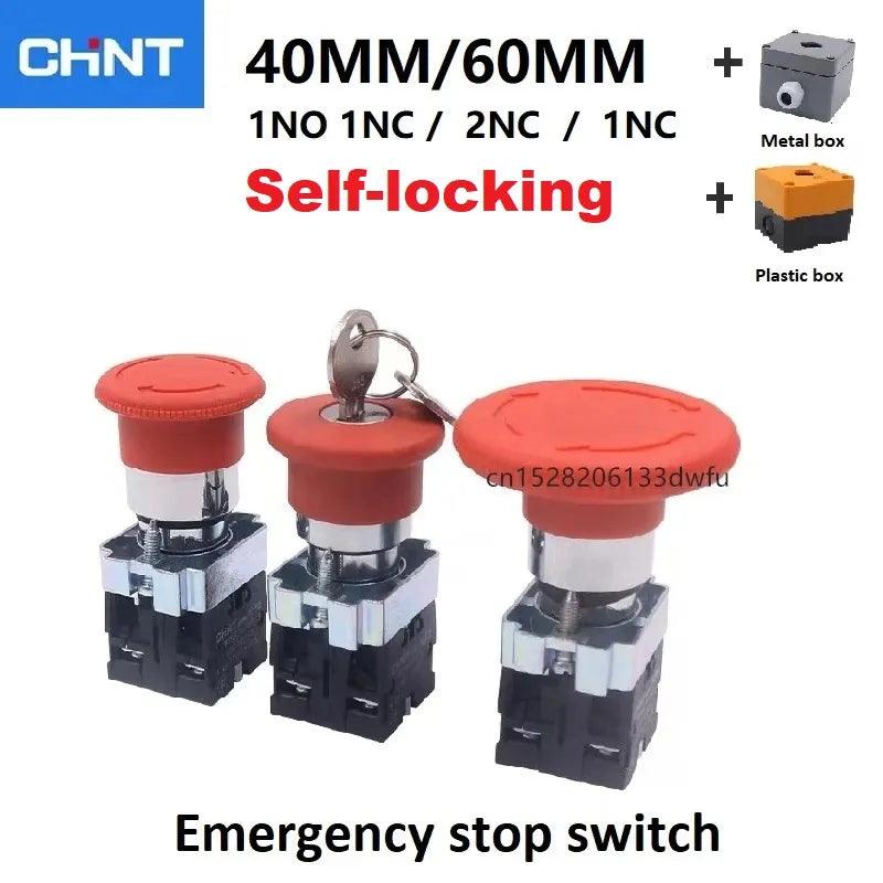 CHINT Emergency Stop Button Switch 40mm/60mm Self-locking BS542 With Key Np2 - electrical center b2c
